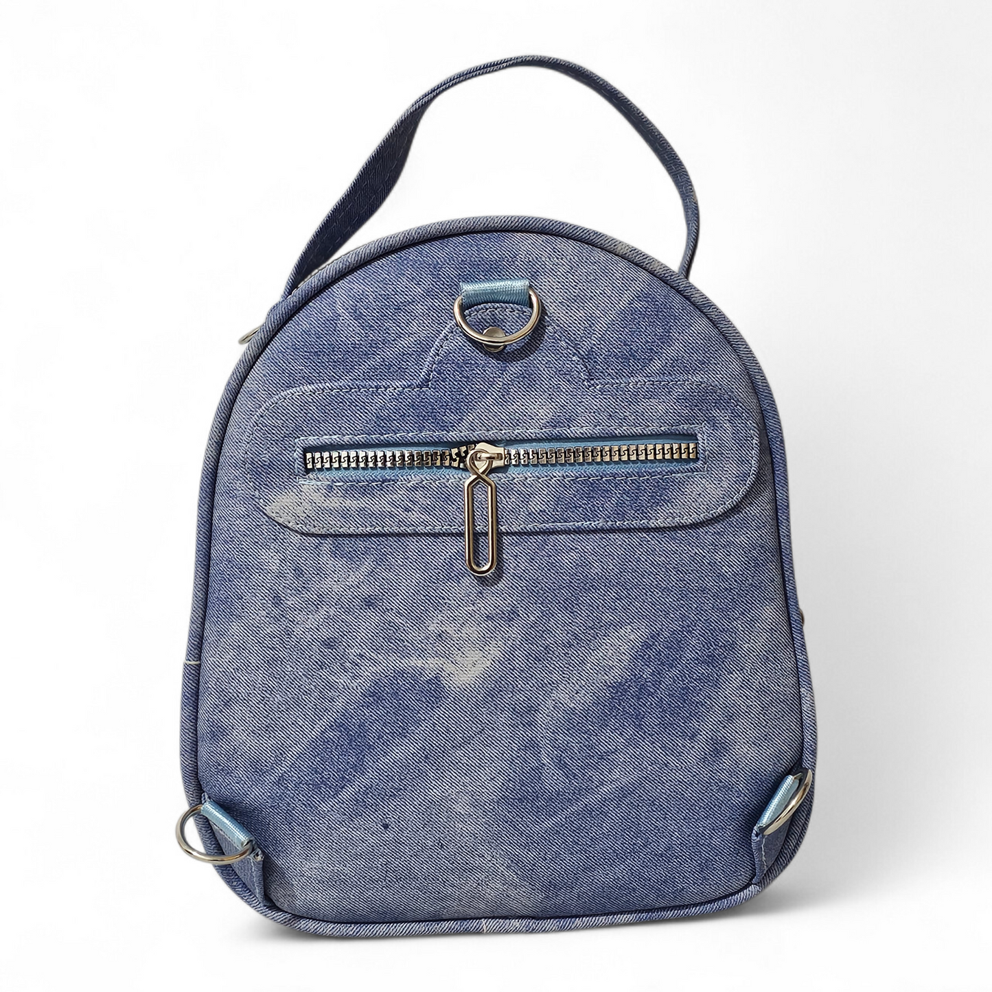 Washed Denim blue Leather Bag