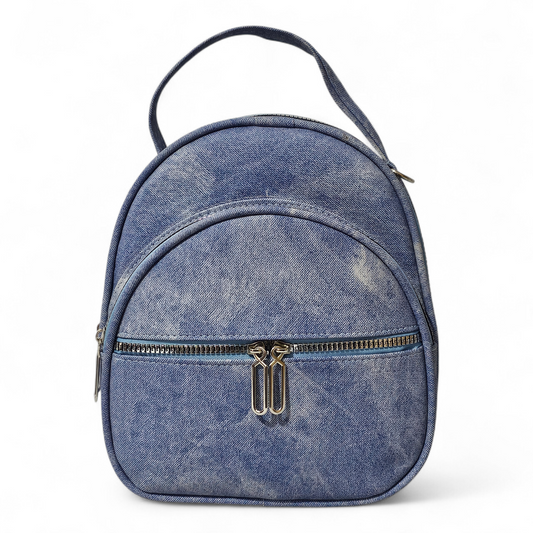 Washed Denim blue Leather Bag